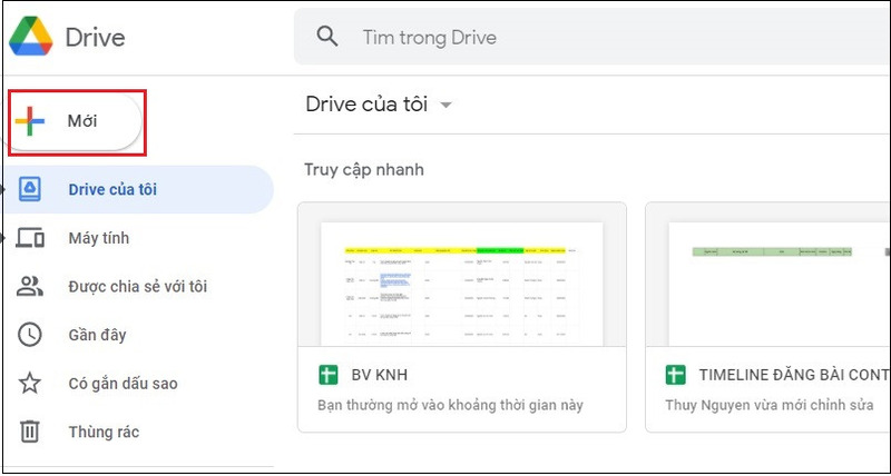 Tạo tệp mới trên Google Drive